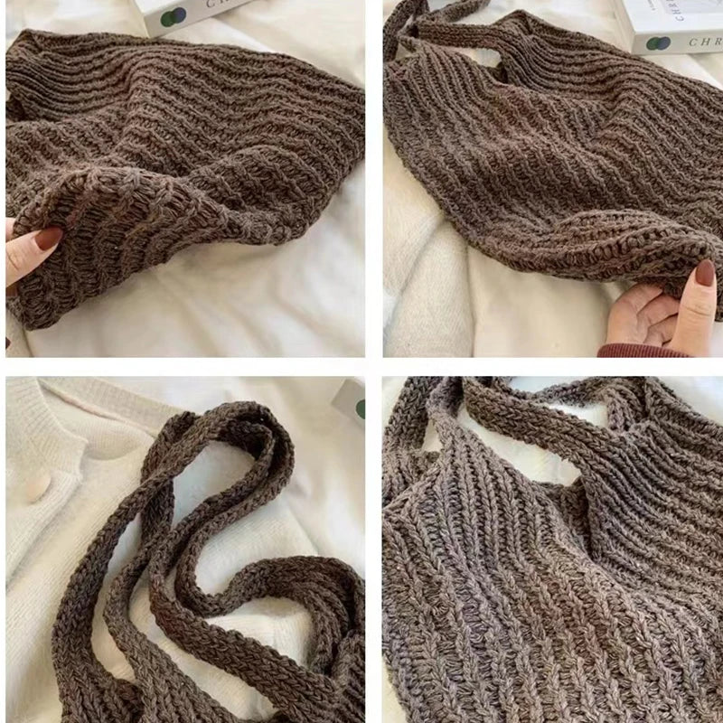 Youda Ins Woven Tote Bag Women Literary Shoulder Handbag