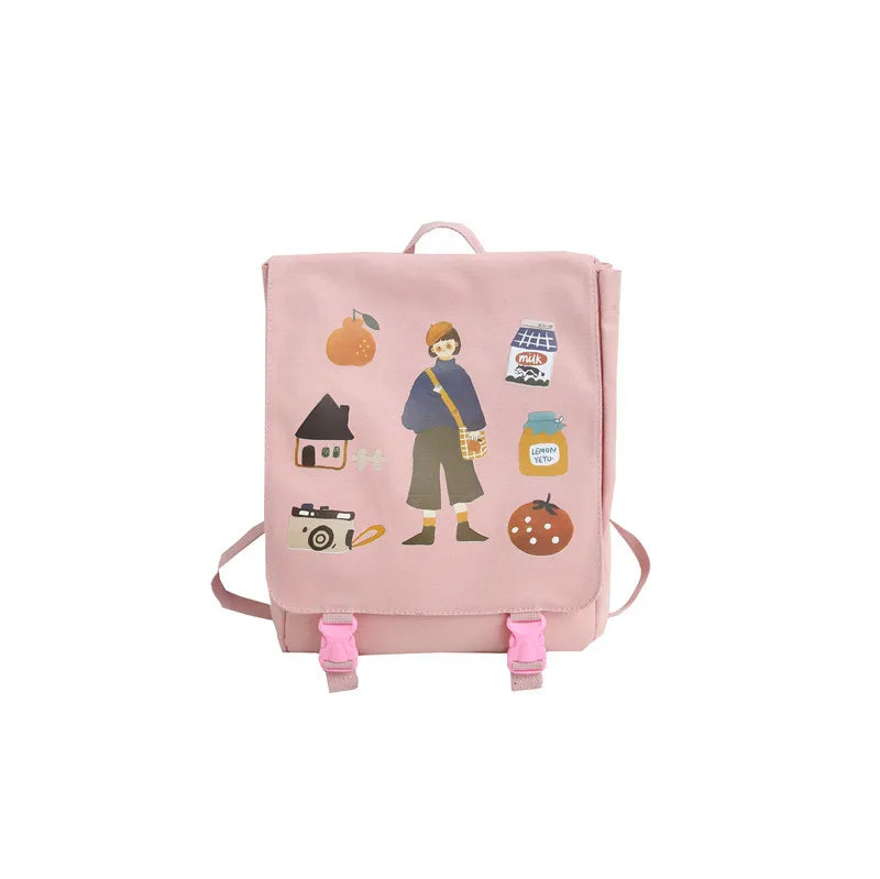 Ladies Canvas Schoolbag College Style Backpack