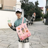 Ladies Canvas Schoolbag College Style Backpack