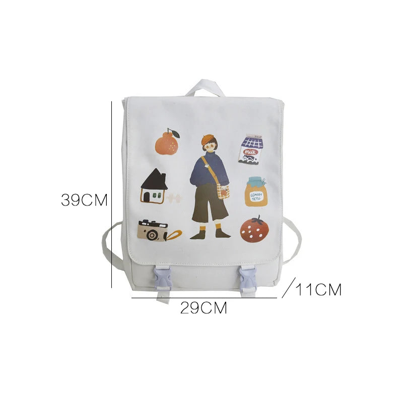 Ladies Canvas Schoolbag College Style Backpack