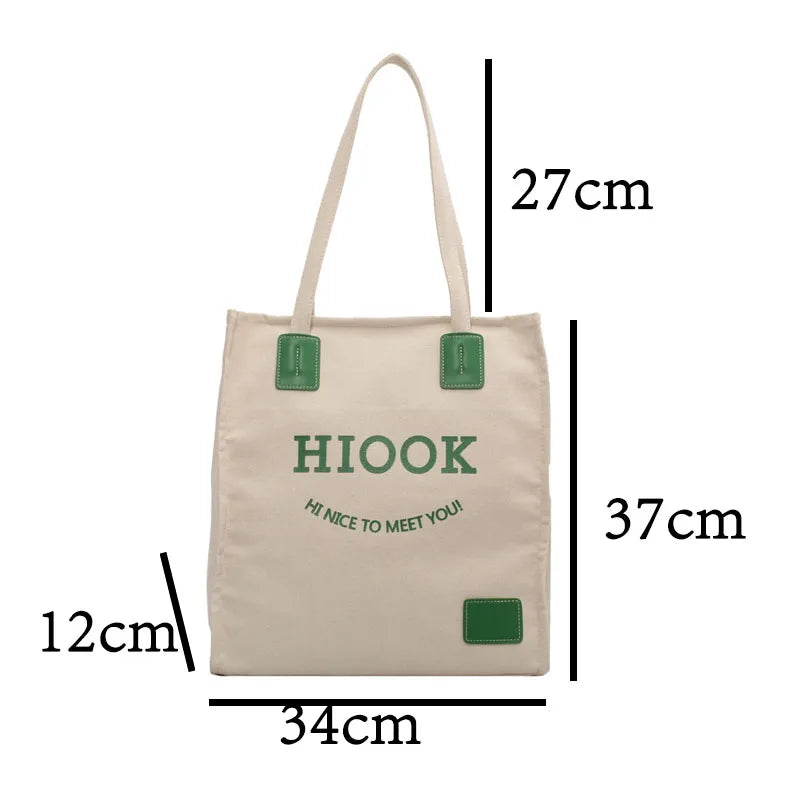 Large Capacity Canvas Bag Female All Match College Student Class Shoulder Bags