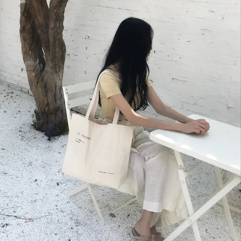 Large Capacity Canvas Shoulder Bag Shopping Tote Handbag