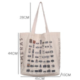 Vintage Canvas Tote Bag Classic Print Women's Shoulder Handbag