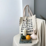 Vintage Canvas Tote Bag Classic Print Women's Shoulder Handbag