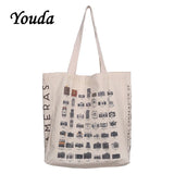 Vintage Canvas Tote Bag Classic Print Women's Shoulder Handbag