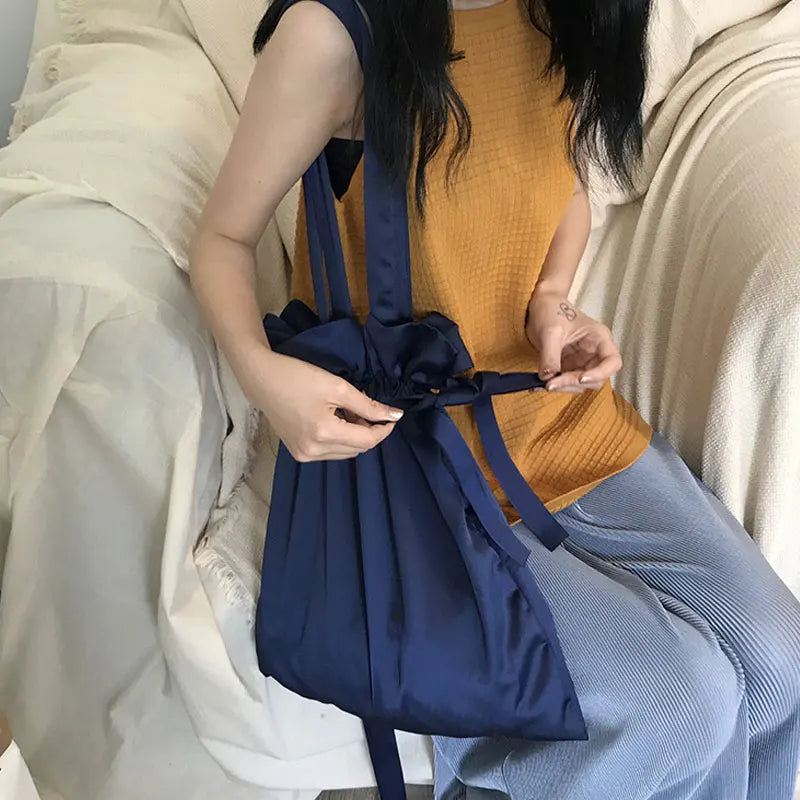 Satin Handbag Japanese Lace Drawstring Women Handbag