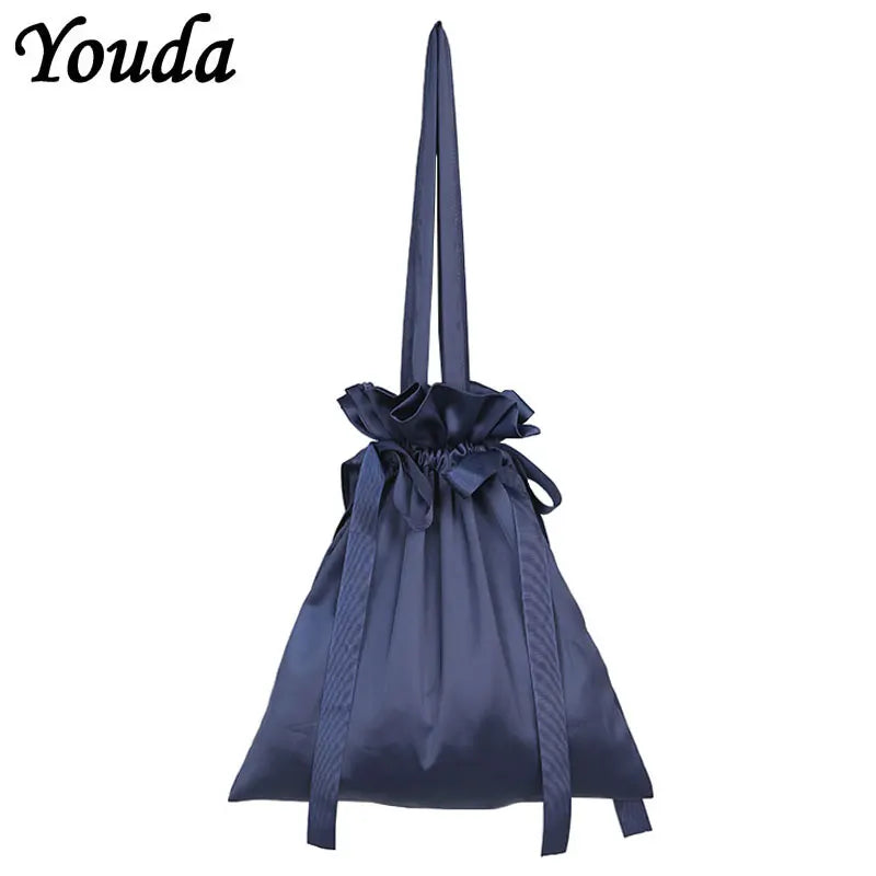 Satin Handbag Japanese Lace Drawstring Women Handbag