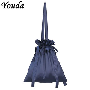 Satin Handbag Japanese Lace Drawstring Women Handbag