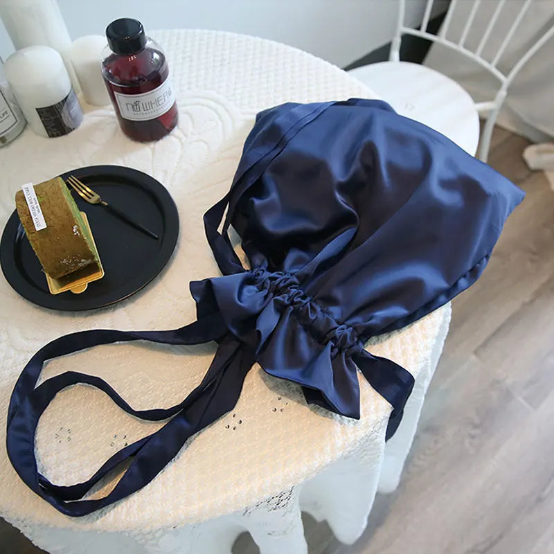 Satin Handbag Japanese Lace Drawstring Women Handbag