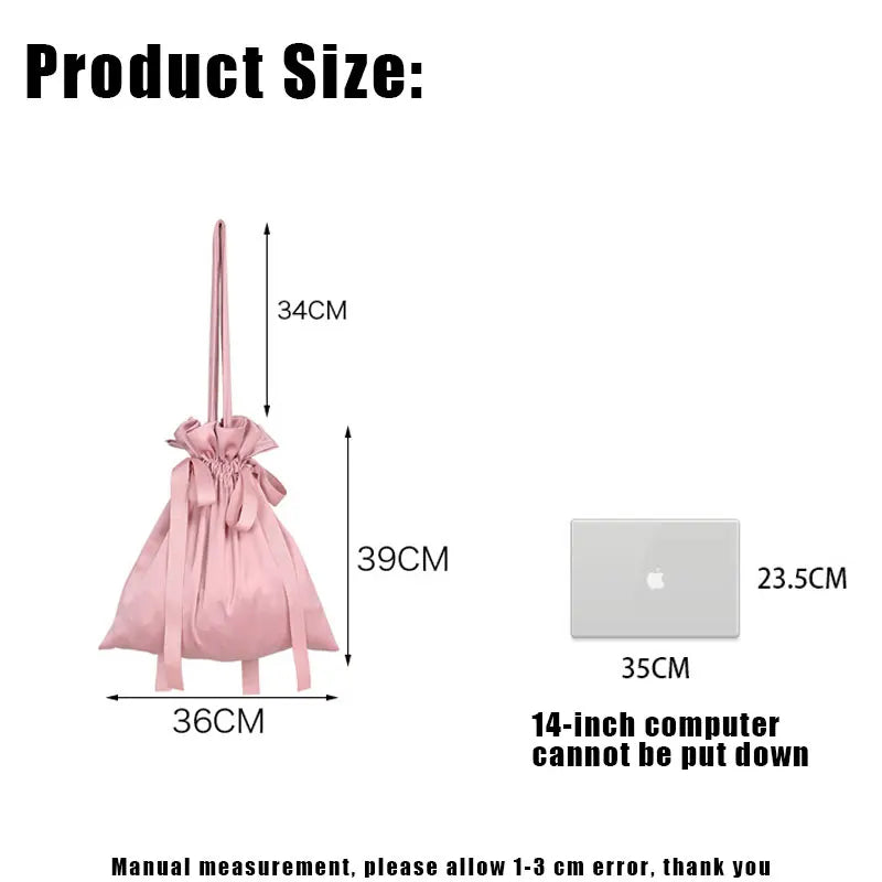 Satin Handbag Japanese Lace Drawstring Women Handbag