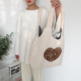 Lamb Wool Bear Fabric Shoulder Bag for Women