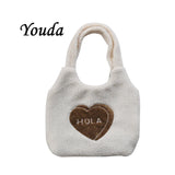 Lamb Wool Bear Fabric Shoulder Bag for Women