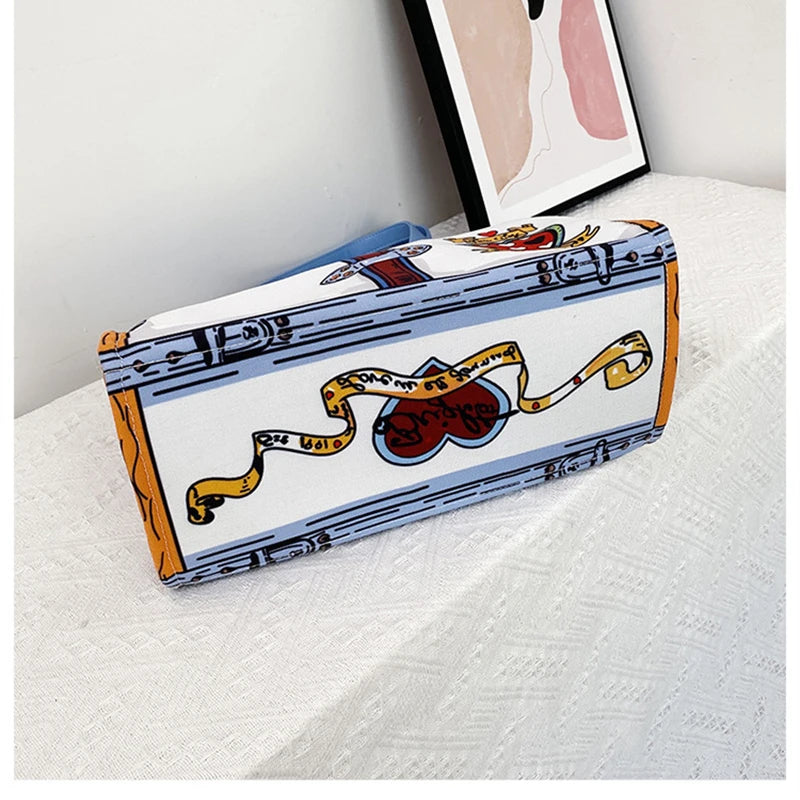 Cartoon Print Canvas Shoulder Bag for Women