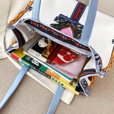 Cartoon Print Canvas Shoulder Bag for Women