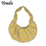 Women Cottons Shoulder Bags Casual Folds Tote Soft Crossbody Bag