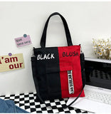 Youth Letter Print Canvas Tote Bag Girls Crossbody Shoulder School Satchel