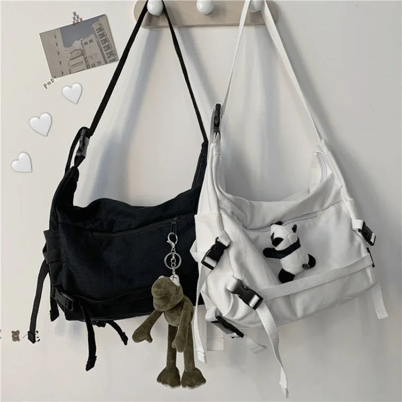 Youth Canvas Crossbody Bag Girls Shoulder Messenger Handbag