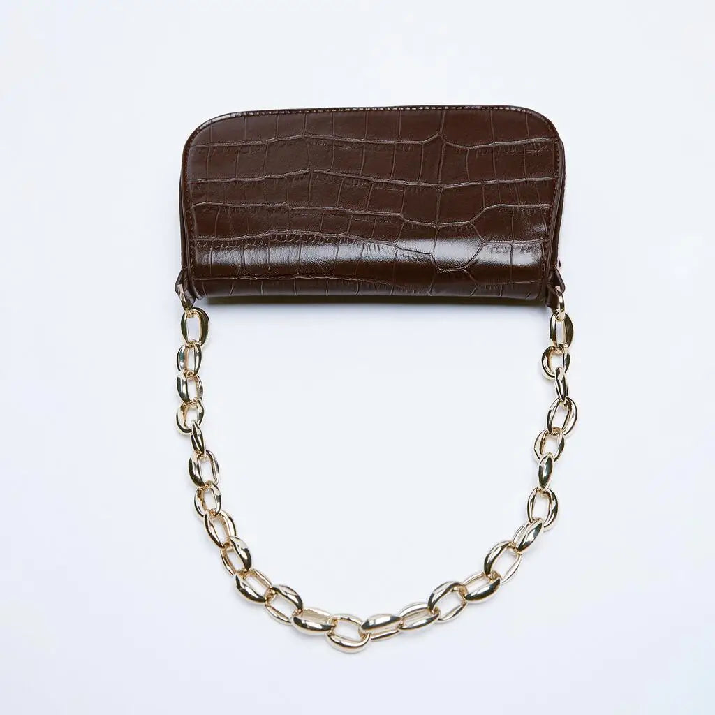 Female Crocodile Pattern Shoulder Bag