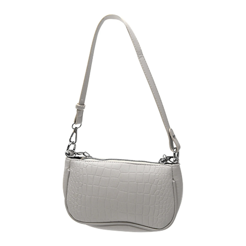 Crocodile Pattern Shoulder Bag with Chain