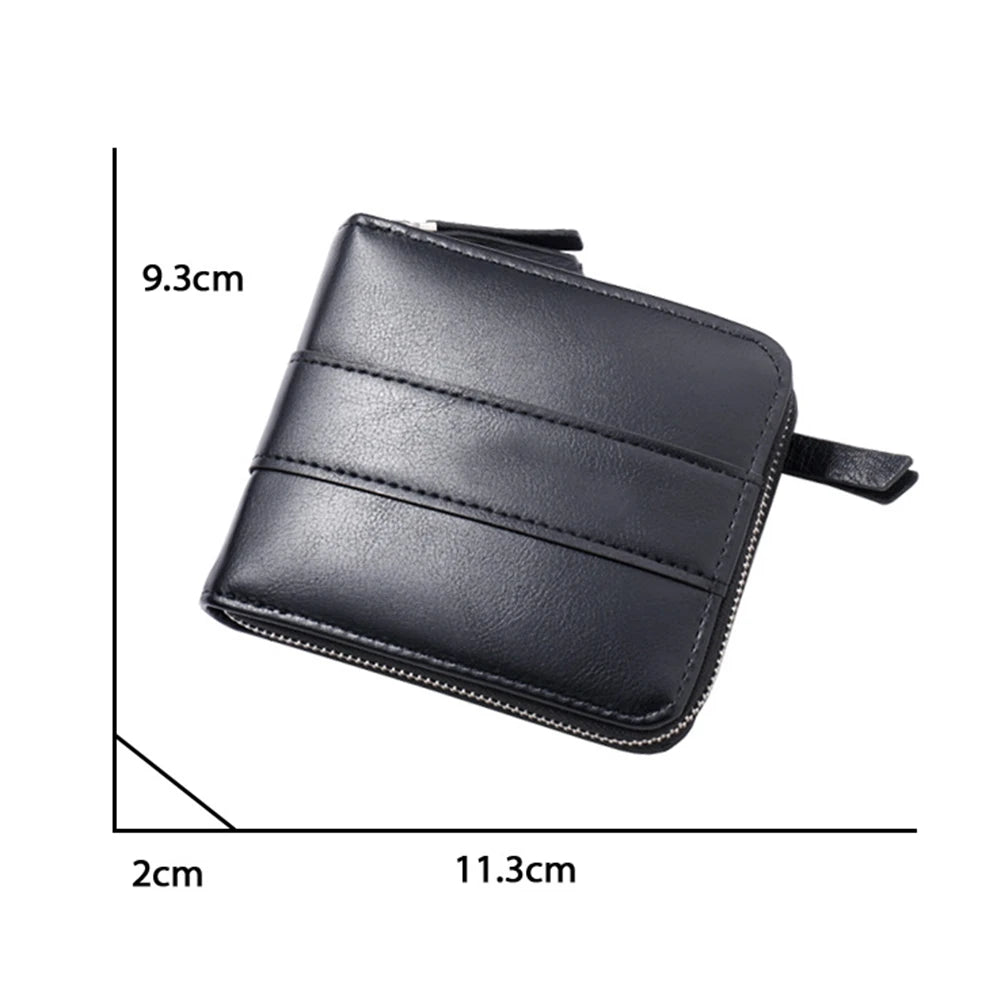 Men's Short Zipper Wallet, Milled PU Handbag for Dating, Japanese Youth Style