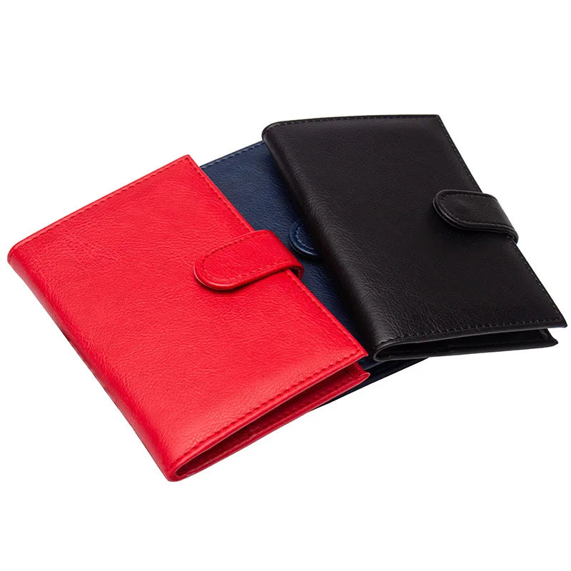 Business Buckle PU Leather Passport Cover Case Travel Holder Wallet