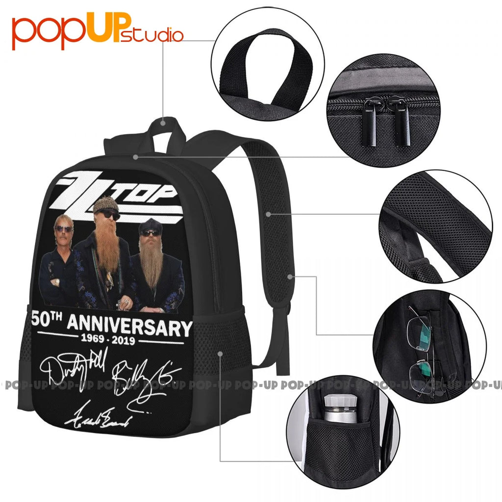 Zz Band 50 Years Anniversary Backpack Large Capacity Gym