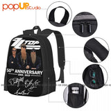 Zz Band 50 Years Anniversary Backpack Large Capacity Gym