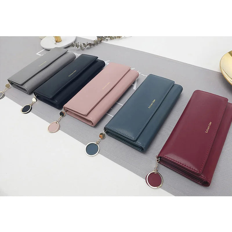 Women Wallet Leather Clutch Money Clip Long Purse Phone Bag Cartera Mujer