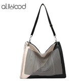Geometry Women Shoulder Bag Casual Canvas Large Capacity Crossbod