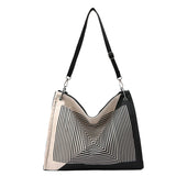Geometry Women Shoulder Bag Casual Canvas Large Capacity Crossbod