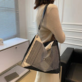 Geometry Women Shoulder Bag Casual Canvas Large Capacity Crossbod