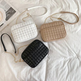 Diamond Chain Crossbody Bag PU Leather Shoulder Messenger Handbag