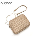 Diamond Chain Crossbody Bag PU Leather Shoulder Messenger Handbag