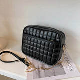 Diamond Chain Crossbody Bag PU Leather Shoulder Messenger Handbag