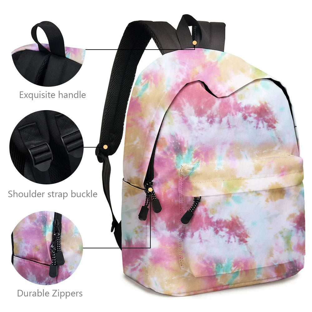 2pcs/set Tie Dye Girl Backpack & Pencil Bag