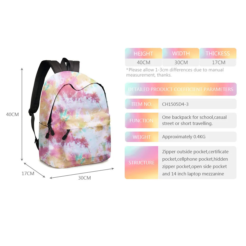 2pcs/set Tie Dye Girl Backpack & Pencil Bag