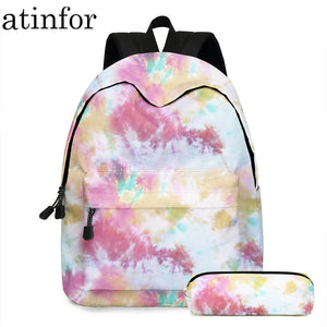 2pcs/set Tie Dye Girl Backpack & Pencil Bag