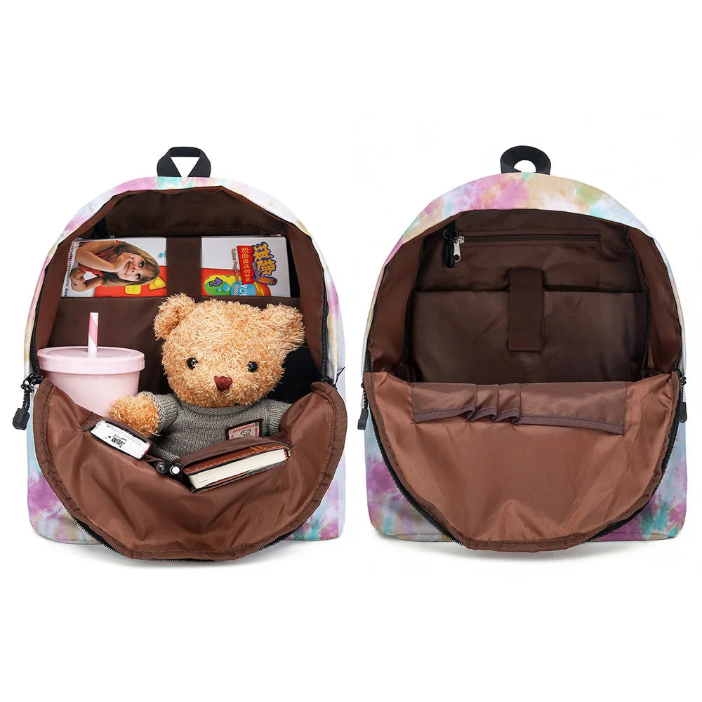 2pcs/set Tie Dye Girl Backpack & Pencil Bag