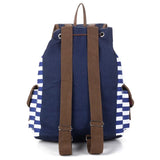 Female Striped Printing Canvas Backpack Student School Bag