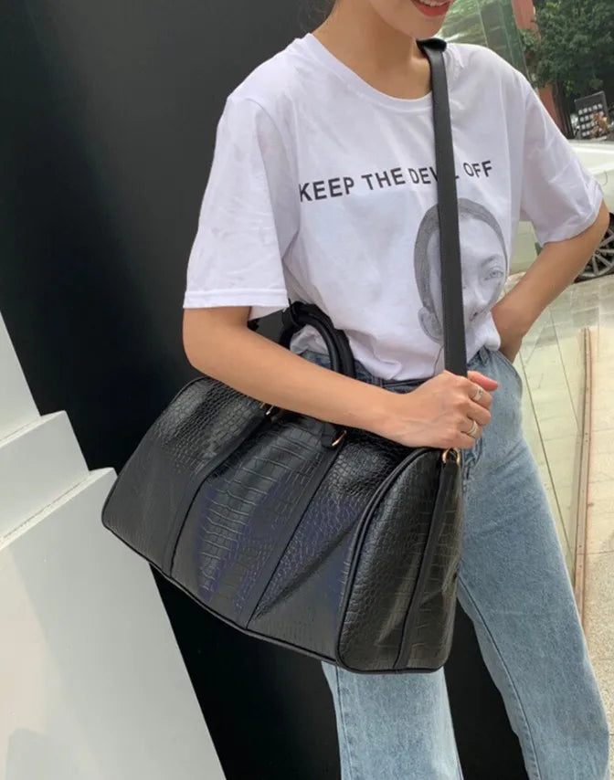 Crocodile Skin PU Travel Duffle Bag for Commercial Use
