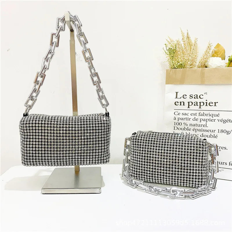 Casual Full Diamond Crossbody Bag for Women, Purses and Handbags, Dinner Bag