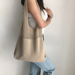Casual Hollow Woven Women Shoulder Bags Large Tote Beach Bag