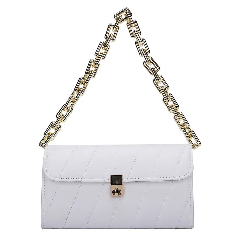 Casual Thick Chain Women Shoulder Bag Square Purse