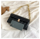 Casual Thick Chain Women Shoulder Bag Square Purse