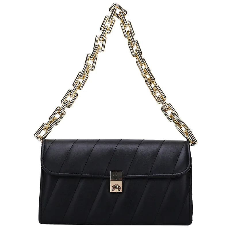 Casual Thick Chain Women Shoulder Bag Square Purse