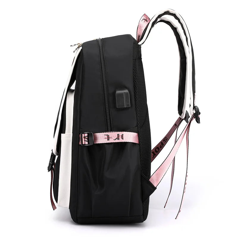 Pink Waterproof School Backpack for Girls Kids Book Bag