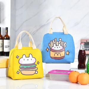 Cartoon Hamburger Dog Milk Lunch Bag Tote Thermal Food Bag Women Kids