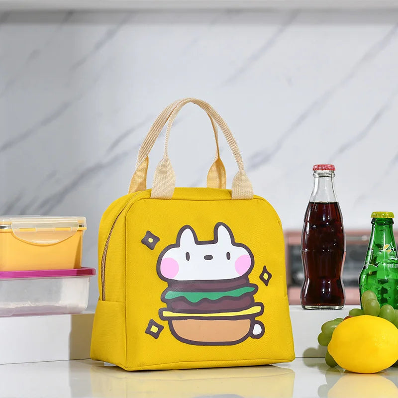 Cartoon Hamburger Dog Milk Lunch Bag Tote Thermal Food Bag Women Kids