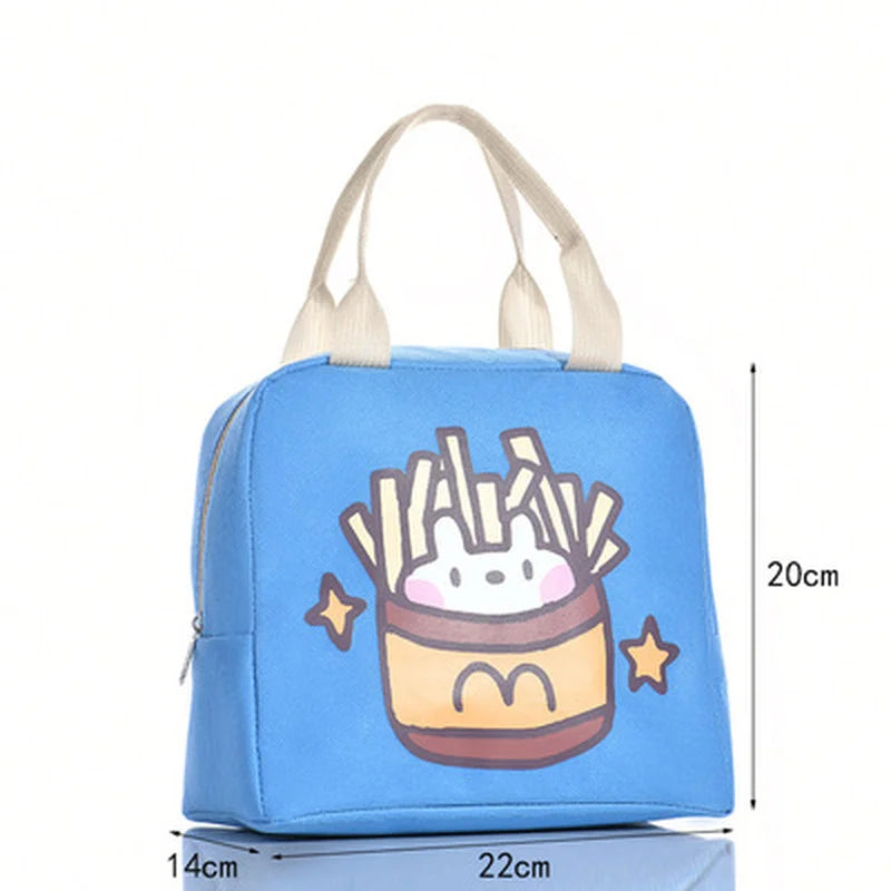 Cartoon Hamburger Dog Milk Lunch Bag Tote Thermal Food Bag Women Kids