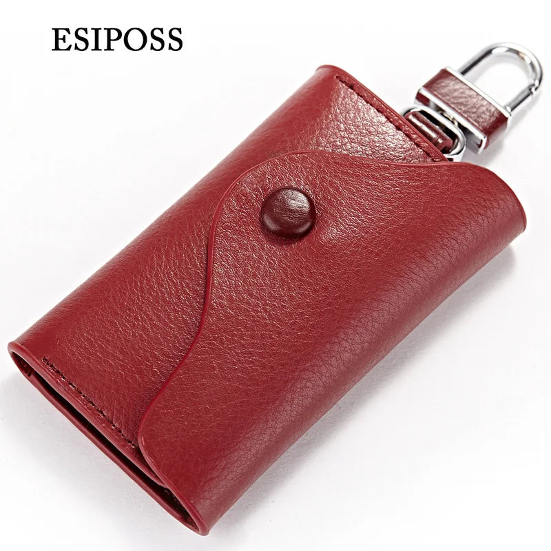 esiposs Men Car Key Holder Leather Double Zipper Motor Key Case